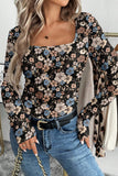 Black Floral Print Slim Long Sleeve T Shirt