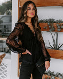 Womens V Neck Crochet Lace Tops Casual Loose Puff Blouses