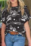 White Desert Sand Print Short Sleeve Knit Top