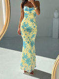 Slim Low Neck Print Bodycon Dress