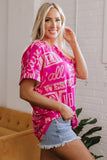 Rose Howdy Cowboy Letter Printed Western Fashion Tee
