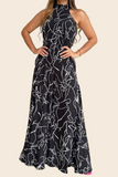 Fashion Sexy Printed Sleeveless Wide Leg Jumpsuit Trousers
