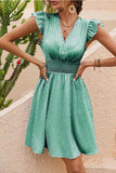 Women's Casual Striped Smocked Waist Mini Dresses