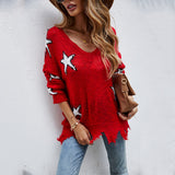 Women's Knitted Sweater Star Pattern