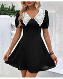 Short Dress Doll Collar Bubble Sleeve Dress