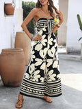 Women's Flower Print Lace-up Halter Jumpsuit