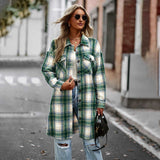 Women's Long Sleeve Button Down Jackets Plaid Flannel Shirts Tops Casual Lapel V Neck Oversized Shackets Blouses Top