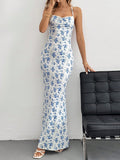 Womens Summer Backless Floral Holiday Dress
