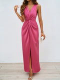 Women's Sleeveless V-Neck Split Slim Fit Dress