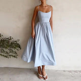 Sexy Low-cut Waist Suspender Dress Long Dress