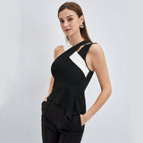 Womens Summer Contrast Cross Suspender Top