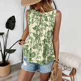 Top Printed Lace-Up Women's Sleeveless Shirt