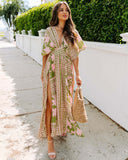 Women's Summer Sexy High-waisted Print Slit Dress