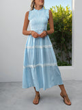 Casual Women's Lace Sleeveless Striped Dress