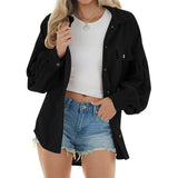 Women's Casual Loose Lantern Sleeve Corduroy Shirt