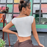 Women's Square Neck Short Sleeveless T-Shirt Tank Top