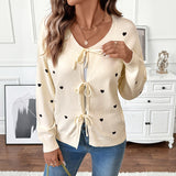 Jacket Love V-neck Lace-up Cardigan Sweater Women