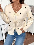 Jacket Love V-neck Lace-up Cardigan Sweater Women