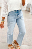 Women High Waist Jeans Big Pockets Slim Fit Skinny