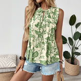 Top Printed Lace-Up Women's Sleeveless Shirt