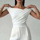 Women Sexy Off-the-shoulder Vest Short-sleeved Top