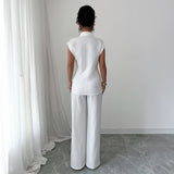 Shirt Short-sleeved Straight-leg Trouser Set