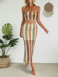 Sexy Tube Top with Split Ends Long Dress Suit for Women