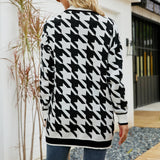 Women's Geometric Open Front Long Sleeve Cardigan Outerwear