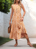 Women Sleeveless V-neck Print Dress
