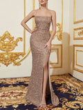 Sequin Slit Dress Slip Evening Dress