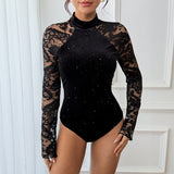 Sexy Turtleneck Lace Bodysuit