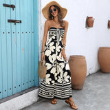 Women's Flower Print Lace-up Halter Jumpsuit
