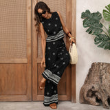 Vintage Two-piece Geometric Printing Set for Women