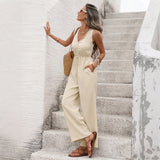 Women's Casual Jumpsuit Solid Color Sleeveless Jumpsuit