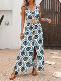 Printed Sleeveless Split Waist Dress