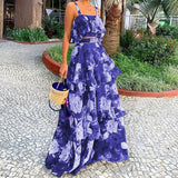 Elegant and Slim Ruffle Edge Cake Skirt Set