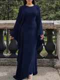 Womens Solid Color Long Sleeve Dress