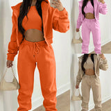 Women's Sports Casual Hooded Fleece Sweater Suit