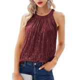 Neck Women's Bright Suspender Sequined Vest