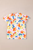White Floral Bouquet Flutter Top
