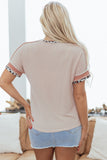 Jet Stream Leopard Patchwork Corded Knit Crew Neck T Shirt