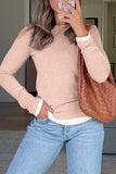 Smoke Gray False Two Piece Color Block Patchwork Long Sleeve Top