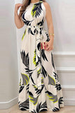 Women's Summer Neck Strap Printed Lotus Leaf Dress Women