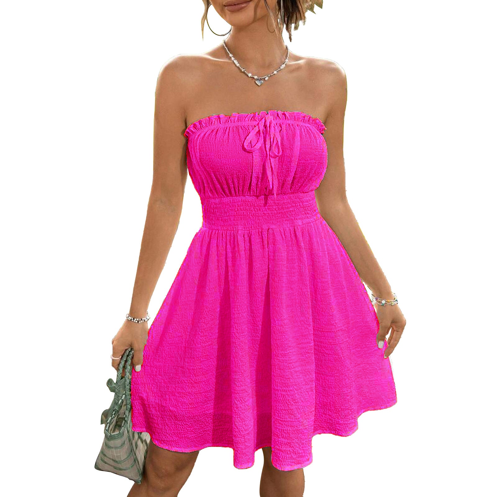 Summer Dresses for Women Strapless Tube Top Sundress
