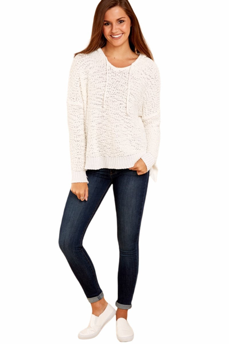 Women's pullover hooded jacket knitted sweater
