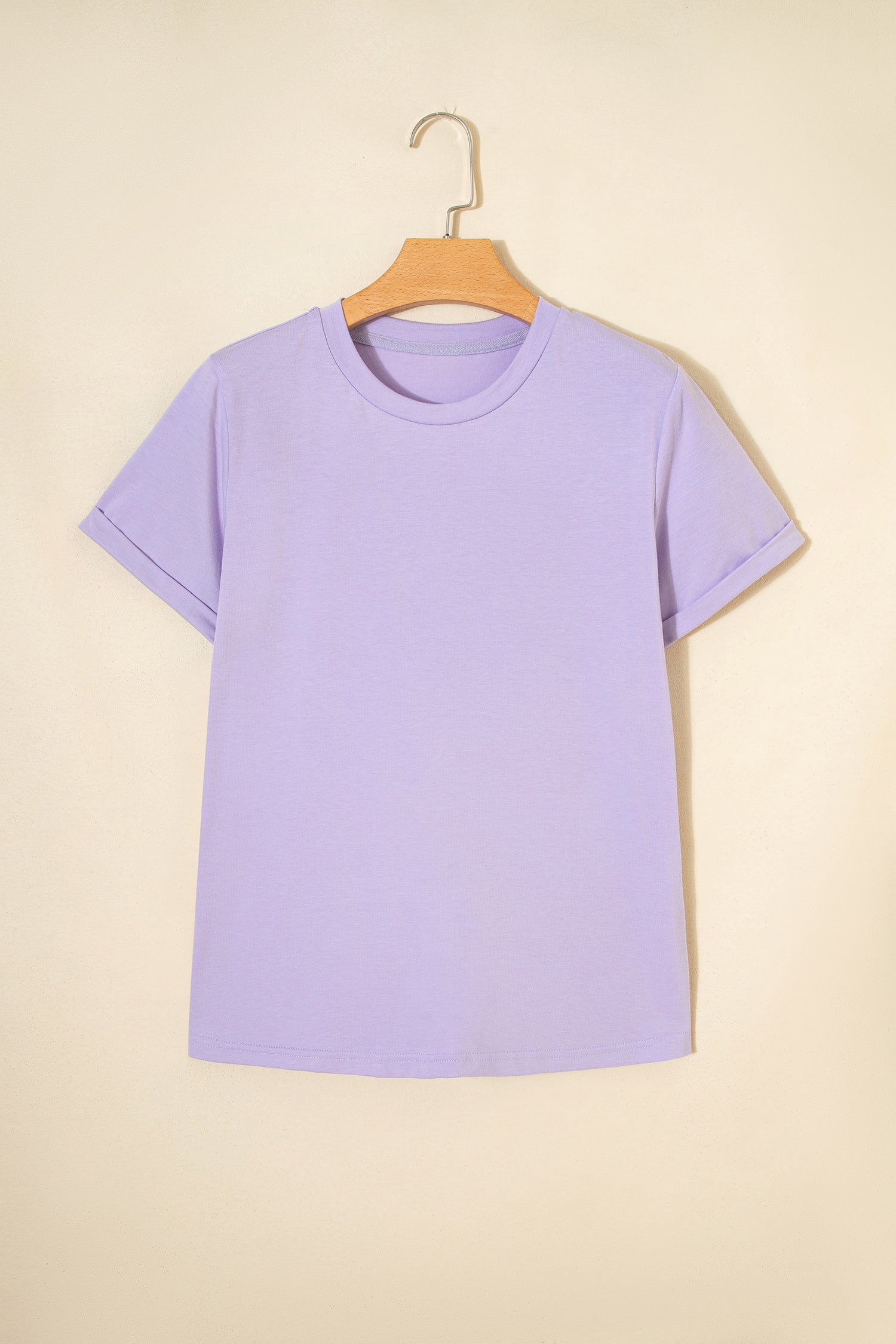 Bright Green Casual Plain Crew Neck Tee
