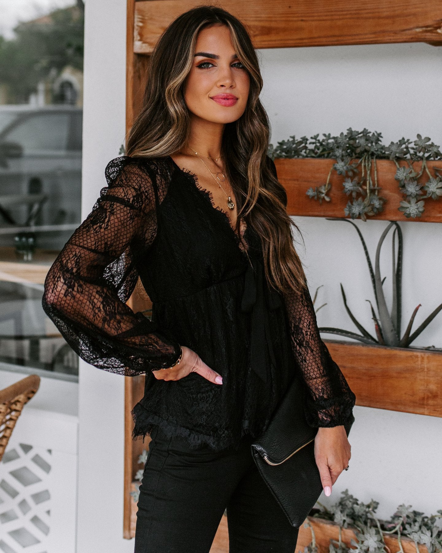 Womens V Neck Crochet Lace Tops Casual Loose Puff Blouses