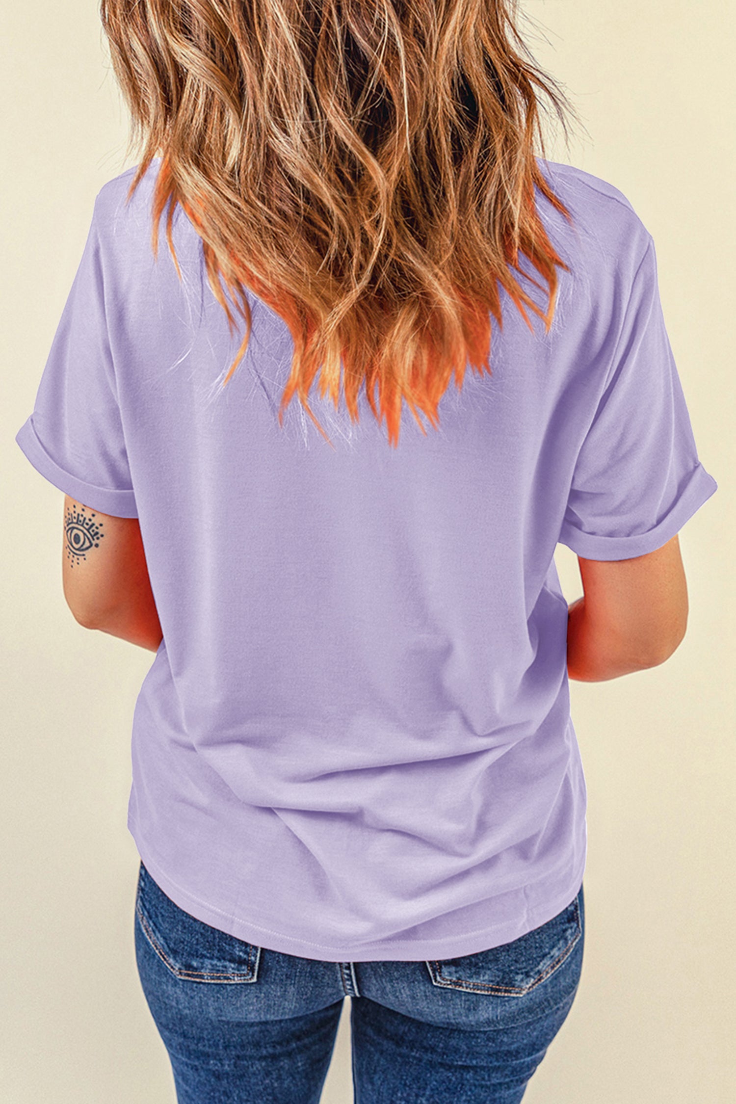 Bright Green Casual Plain Crew Neck Tee