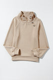 Apricot  Asymmetric Buttons Detail High Neck Textured Sweatshirt