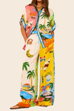 Women's Fashion Casual Print Color Matching Pocket Set